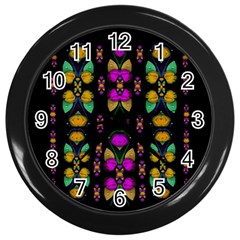 Roses As Lotus Flowers Decorative Wall Clock (black) by pepitasart