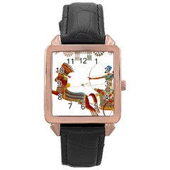 Egypt Egyptian Pharaonic Horses Rose Gold Leather Watch  by Sapixe