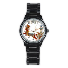 Egypt Egyptian Pharaonic Horses Stainless Steel Round Watch by Sapixe