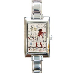 Egyptian Design Men Worker Slaves Rectangle Italian Charm Watch by Sapixe