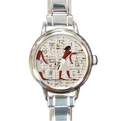 Egyptian Design Men Worker Slaves Round Italian Charm Watch by Sapixe