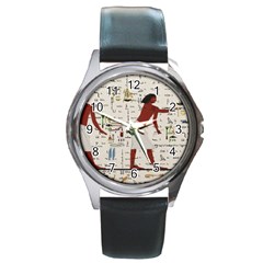 Egyptian Design Men Worker Slaves Round Metal Watch by Sapixe