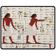 Egyptian Design Men Worker Slaves Double Sided Fleece Blanket (medium)  by Sapixe