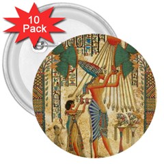 Egyptian Man Sun God Ra Amun 3  Buttons (10 Pack)  by Sapixe