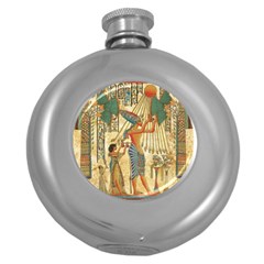 Egyptian Man Sun God Ra Amun Round Hip Flask (5 Oz) by Sapixe