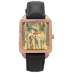 Egyptian Man Sun God Ra Amun Rose Gold Leather Watch  by Sapixe