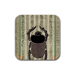 Egyptian Design Beetle Rubber Coaster (square)  by Sapixe