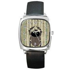 Egyptian Design Beetle Square Metal Watch by Sapixe