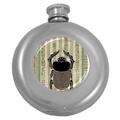 Egyptian Design Beetle Round Hip Flask (5 Oz) by Sapixe