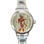 Egyptian Design Man Royal Round Italian Charm Watch Front