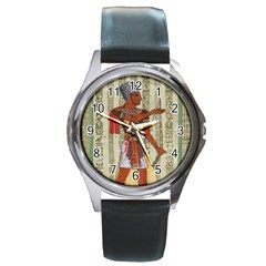 Egyptian Design Man Royal Round Metal Watch by Sapixe