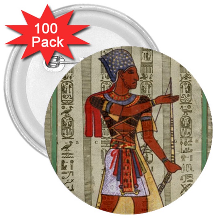 Egyptian Design Man Royal 3  Buttons (100 pack) 