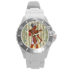 Egyptian Design Man Royal Round Plastic Sport Watch (l) by Sapixe