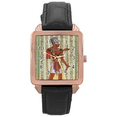 Egyptian Design Man Royal Rose Gold Leather Watch  by Sapixe