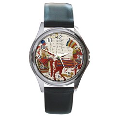 Egyptian Tutunkhamun Pharaoh Design Round Metal Watch by Sapixe