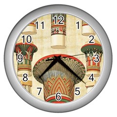 Egyptian Architecture Column Wall Clock (silver) by Sapixe