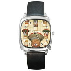 Egyptian Architecture Column Square Metal Watch by Sapixe