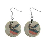 Egyptian Woman Wings Design Mini Button Earrings Front