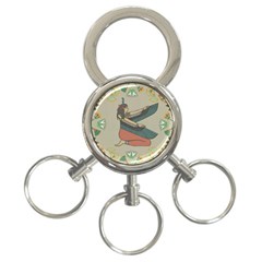 Egyptian Woman Wings Design 3-Ring Key Chain