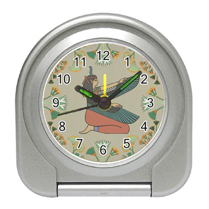 Egyptian Woman Wings Design Travel Alarm Clock