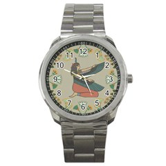 Egyptian Woman Wings Design Sport Metal Watch by Sapixe