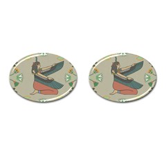 Egyptian Woman Wings Design Cufflinks (oval) by Sapixe