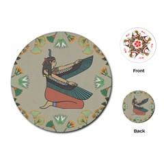 Egyptian Woman Wings Design Playing Cards (Round)