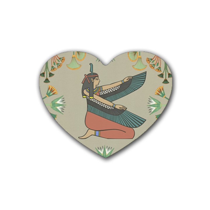 Egyptian Woman Wings Design Rubber Coaster (Heart) 