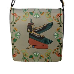 Egyptian Woman Wings Design Flap Closure Messenger Bag (L)