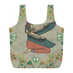 Egyptian Woman Wings Design Full Print Recycle Bag (L)