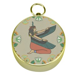 Egyptian Woman Wings Design Gold Compasses