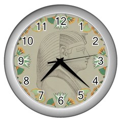 Pharaoh Egyptian Design Man King Wall Clock (silver) by Sapixe