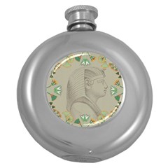 Pharaoh Egyptian Design Man King Round Hip Flask (5 Oz) by Sapixe