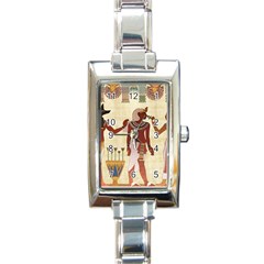 Egyptian Design Man Woman Priest Rectangle Italian Charm Watch by Sapixe