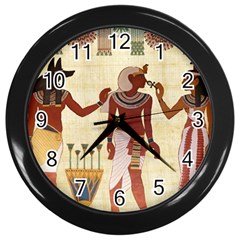 Egyptian Design Man Woman Priest Wall Clock (black) by Sapixe