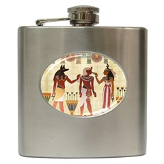 Egyptian Design Man Woman Priest Hip Flask (6 Oz) by Sapixe