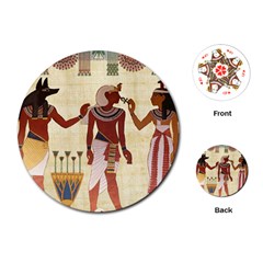 Egyptian Design Man Woman Priest Playing Cards (round) by Sapixe