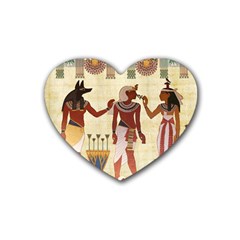 Egyptian Design Man Woman Priest Rubber Coaster (heart)  by Sapixe