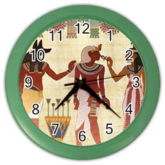 Egyptian Design Man Woman Priest Color Wall Clock by Sapixe