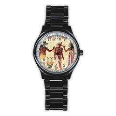 Egyptian Design Man Woman Priest Stainless Steel Round Watch by Sapixe