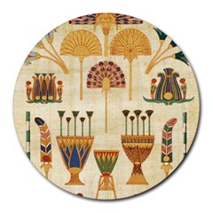 Egyptian Paper Papyrus Hieroglyphs Round Mousepads by Sapixe