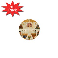 Egyptian Paper Papyrus Hieroglyphs 1  Mini Buttons (10 Pack)  by Sapixe