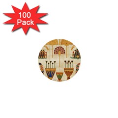 Egyptian Paper Papyrus Hieroglyphs 1  Mini Buttons (100 Pack)  by Sapixe