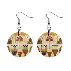 Egyptian Paper Papyrus Hieroglyphs Mini Button Earrings by Sapixe