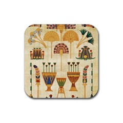 Egyptian Paper Papyrus Hieroglyphs Rubber Coaster (square)  by Sapixe