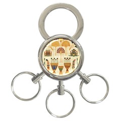 Egyptian Paper Papyrus Hieroglyphs 3-ring Key Chain by Sapixe