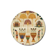 Egyptian Paper Papyrus Hieroglyphs Rubber Round Coaster (4 Pack)  by Sapixe