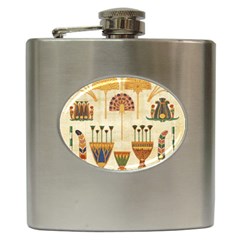 Egyptian Paper Papyrus Hieroglyphs Hip Flask (6 Oz) by Sapixe