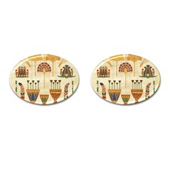 Egyptian Paper Papyrus Hieroglyphs Cufflinks (oval) by Sapixe