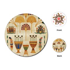 Egyptian Paper Papyrus Hieroglyphs Playing Cards (round) by Sapixe